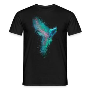 Bird, Drawing, Painting,ara,Watercolor,Colorful,Blue - Men's T-Shirt - black - Front - AI Model Male 178 light (178cm)