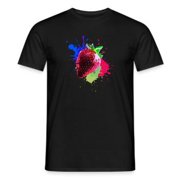 Pop Art, Strawberry, Splash of Color, Splash - Men's T-Shirt - black - Front - AI Model Male 178 light (178cm)