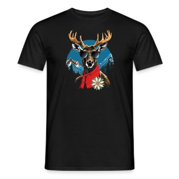Hirsch Trachtenshirt Herren Lederhosen Ersatz Shirt - T-shirt homme - noir - Devant - AI Model Male 178 light (178cm)
