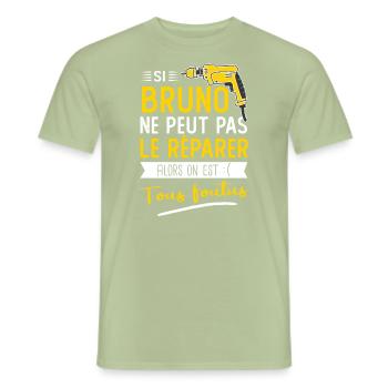 Bruno Si bruno ne peut pas le réparer - T-shirt homme - vert sauge - Devant - AI Model Male 178 light (178cm)