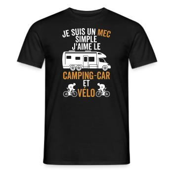 j suis un mec simple j'aime le camping car et vélo - T-shirt homme - noir - Devant - AI Model Male 178 light (178cm)