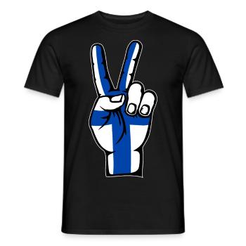 Drapeau de la Finlande Symbole de la victoire de la paix - T-shirt homme - noir - Devant - AI Model Male 178 light (178cm)