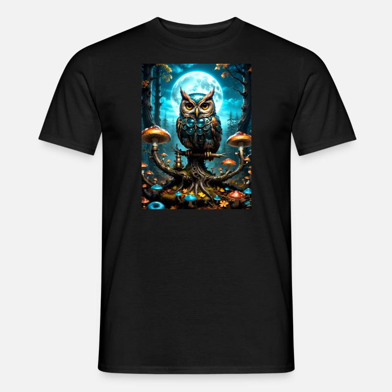 Eulen | Steampunk Mechanische Eule 02 - Männer T-Shirt - Schwarz