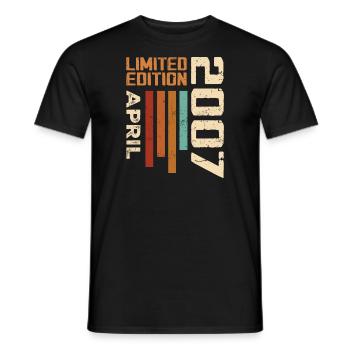 Né En Avril 2007 Cadeau D'anniversaire 2007 Retro - T-shirt homme - noir - Devant - AI Model Male 178 light (178cm)
