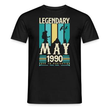 Mai 1990 Jubiläumsgeschenk, Jahrgang Mai 1990. - Männer T-Shirt - Schwarz - Vorne - AI Model Male 178 light (178cm)