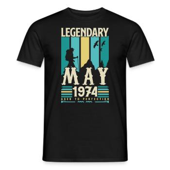 cadeau Anniversaire Mai 1974, Vintage mai 1974. - T-shirt homme - noir - Devant - AI Model Male 178 light (178cm)