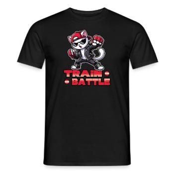 Train Battle Kampfkatze - Männer T-Shirt - Schwarz - Vorne - AI Model Male 178 light (178cm)