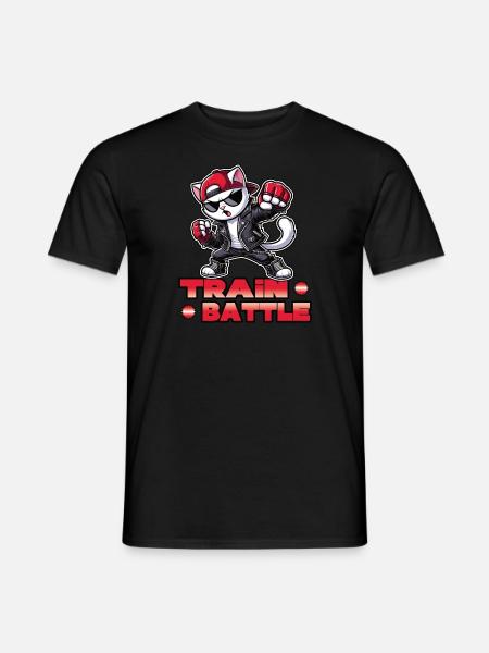 Train Battle Kampfkatze - Männer T-Shirt - Schwarz