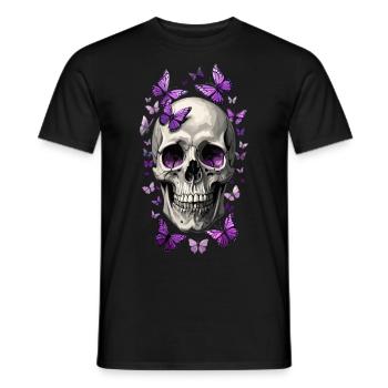 Skull mit lila Schmetterlingen Urban Style Vintage - Männer T-Shirt - Schwarz - Vorne - AI Model Male 178 light (178cm)