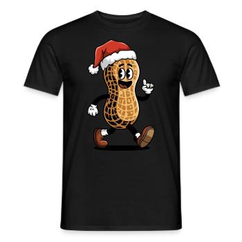 Festliche Erdnuss mit Weihnachtsmannmütze - Männer T-Shirt - Schwarz - Vorne - AI Model Male 178 light (178cm)