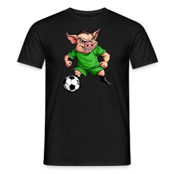 green soccer piggy - Men's T-Shirt - black - Front - AI Model Male 178 light (178cm)