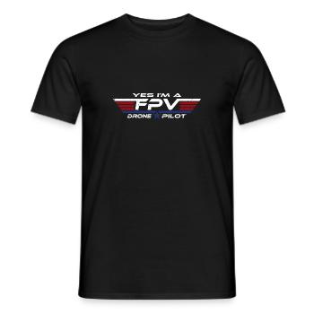 FPV Drone Drone Pilote de drone Pilote de drone Pilote de drone - T-shirt homme - noir - Devant - AI Model Male 178 light (178cm)