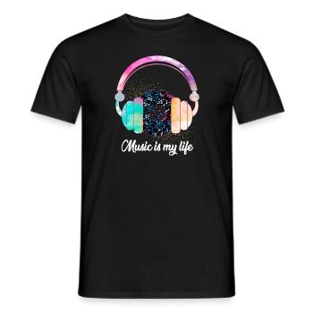 La musique c'est ma vie - T-shirt homme - noir - Devant - AI Model Male 178 light (178cm)