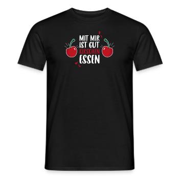Mit mir ist gut Kirschen essen - Kirsche Spruch - Männer T-Shirt - Schwarz - Vorne - AI Model Male 178 light (178cm)