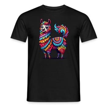 ALPAKA PINATA KONFETTI BUNT REGENBOGEN MUSTER - Männer T-Shirt - Schwarz - Vorne - AI Model Male 178 light (178cm)