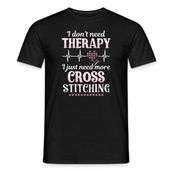 Kreuzsticken Therapie Kreuzstich Sticken - Männer T-Shirt - Schwarz - Vorne - AI Model Male 178 light (178cm)