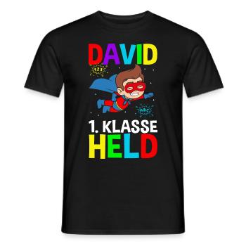 Schoolchild David 1st Grade Hero - Men's T-Shirt - black - Front - AI Model Male 178 light (178cm)
