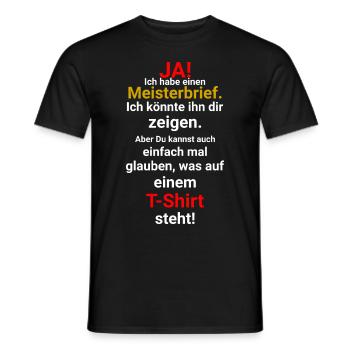 Meisterbrief - Männer T-Shirt - Schwarz - Vorne - AI Model Male 178 light (178cm)