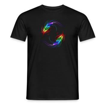 Pride rainboggen flag colorful feather LGBT - Men's T-Shirt - black - Front - AI Model Male 178 light (178cm)