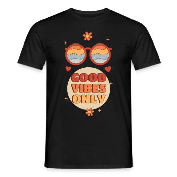 Good Vibes Vintage Graphic - Men's T-Shirt - black - Front - AI Model Male 178 light (178cm)
