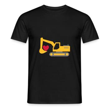 ★ Design colors can be changed ★ Excavator, heart in shovel - Men's T-Shirt - black - Front - AI Model Male 178 light (178cm)