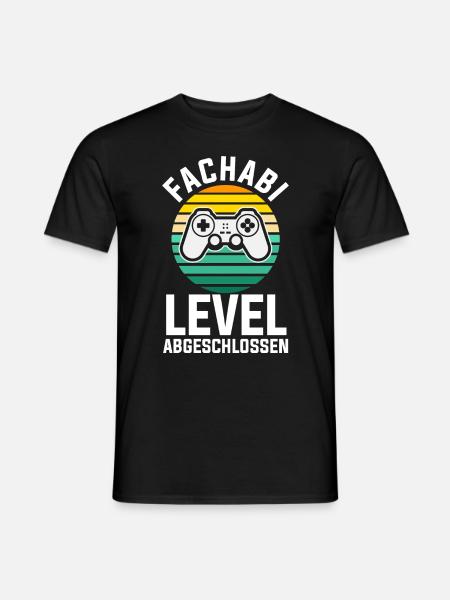 Fachabitur Level Abgeschlossen Gamer Zocker Gymnas - Männer T-Shirt - Schwarz