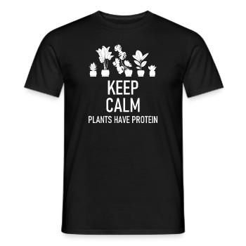 Keep calm plants have protein graphic - Men's T-Shirt - black - Front - AI Model Male 178 light (178cm)