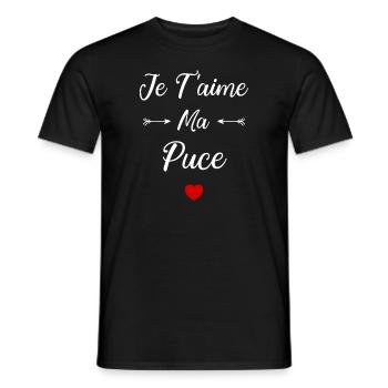 Je t'aime ma puce - T-shirt homme - noir - Devant - AI Model Male 178 light (178cm)