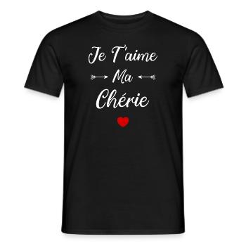 Je t'aime ma Chérie - T-shirt homme - noir - Devant - AI Model Male 178 light (178cm)