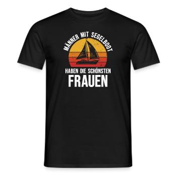 Segeln Männer mit Segelboot Segler Segelsport - Männer T-Shirt - Schwarz - Vorne - AI Model Male 178 light (178cm)