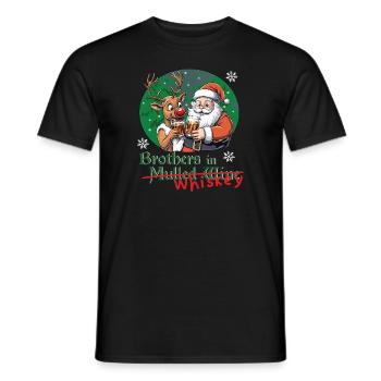 Brothers in Whiskey - Weihnachtsmann - Rudolph - Männer T-Shirt - Schwarz - Vorne - AI Model Male 178 light (178cm)