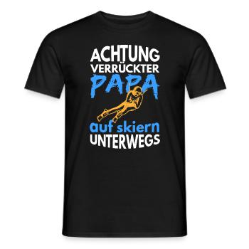 Verrückter Papa auf Skiern unterwegs - gag shirt - Männer T-Shirt - Schwarz - Vorne - AI Model Male 178 light (178cm)