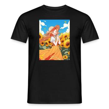 Anime Fille Tournesols - T-shirt homme - noir - Devant - AI Model Male 178 light (178cm)