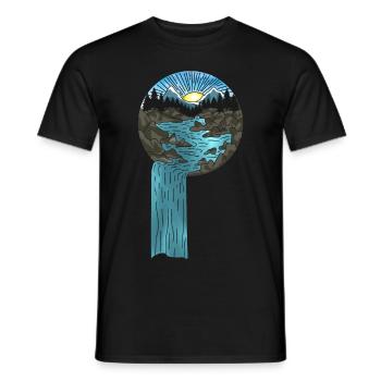 Berge Natur Sonnenuntergang Wasserfall - Männer T-Shirt - Schwarz - Vorne - AI Model Male 178 light (178cm)