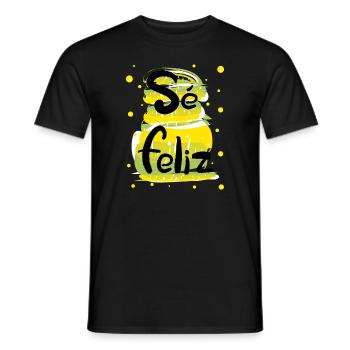 Se feliz spanish typo - Men's T-Shirt - black - Front - AI Model Male 178 light (178cm)