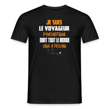 Je suis le voyageur psychotique t-shirt homme - T-shirt homme - noir - Devant - AI Model Male 178 light (178cm)
