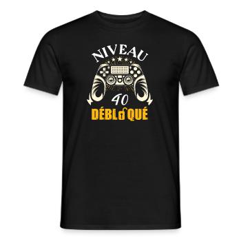 Niveau 40 débloqué t-shirt anniversaire 40 ans - T-shirt homme - noir - Devant - AI Model Male 178 light (178cm)