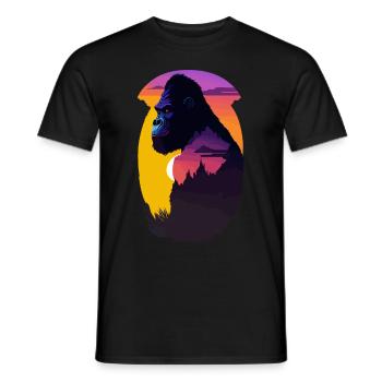 Gorilla Sunset Illustration - T-shirt homme - noir - Devant - AI Model Male 178 light (178cm)
