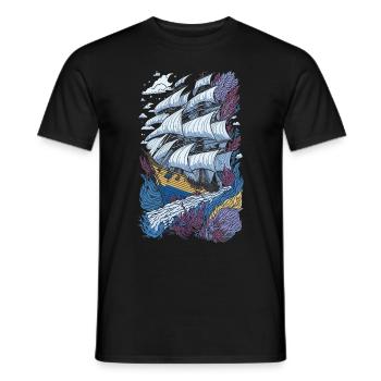 Illustration d’art de ligne de voilier - T-shirt homme - noir - Devant - AI Model Male 178 light (178cm)
