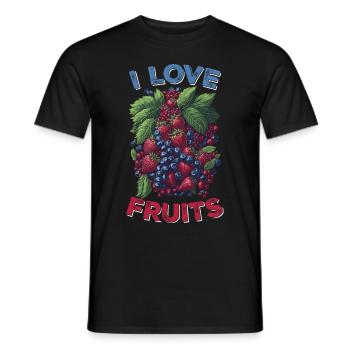 I love Fruits - Vegane Ernährung Spruch - Männer T-Shirt - Schwarz - Vorne - AI Model Male 178 light (178cm)