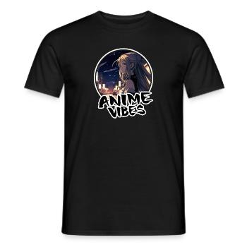 Jolie fille d’anime la nuit à Tokyo - chemise d’anime - T-shirt homme - noir - Devant - AI Model Male 178 light (178cm)