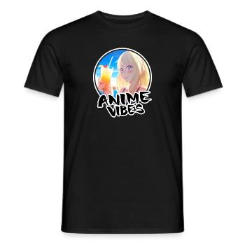 Jolie fille d’anime en vacances - Chemise d’anime - T-shirt homme - noir - Devant - AI Model Male 178 light (178cm)