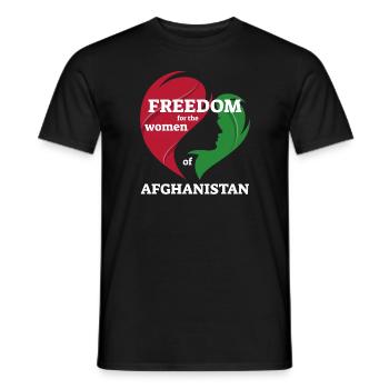Freedom for the Women of Afghanistan. Solidarity - Men's T-Shirt - black - Front - AI Model Male 178 light (178cm)