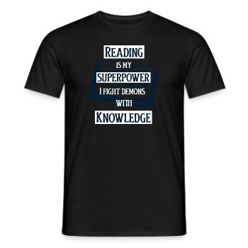 Reading Is My Superpower. Book Lover Avid Reader - Men's T-Shirt - black - Front - AI Model Male 178 light (178cm)