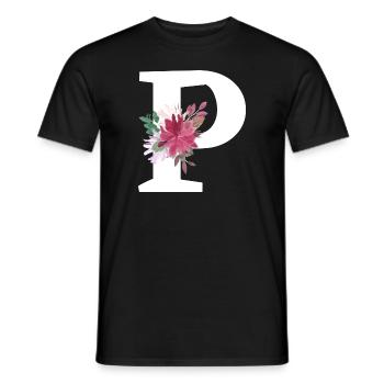 Buchstabe p blumig - Männer T-Shirt - Schwarz - Vorne - AI Model Male 178 light (178cm)