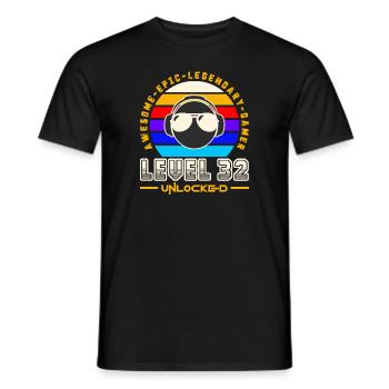 Level 32 - Men's T-Shirt - black - Front - AI Model Male 178 light (178cm)