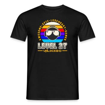 Level 27 - Men's T-Shirt - black - Front - AI Model Male 178 light (178cm)