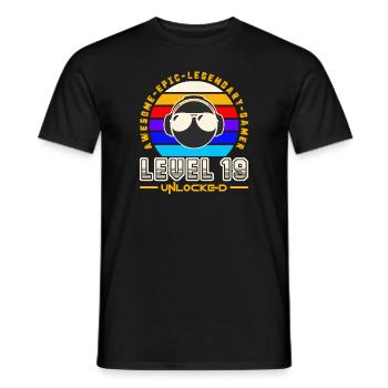 Level 19 - Men's T-Shirt - black - Front - AI Model Male 178 light (178cm)