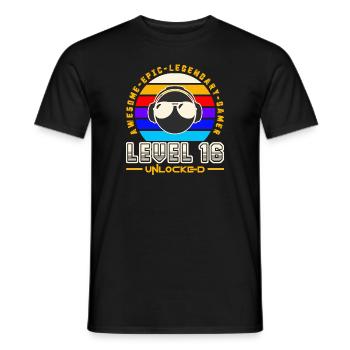 Stufe 16 - Männer T-Shirt - Schwarz - Vorne - AI Model Male 178 light (178cm)