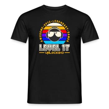 Level 17 - Men's T-Shirt - black - Front - AI Model Male 178 light (178cm)